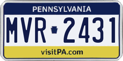 PA license plate MVR2431