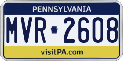PA license plate MVR2608