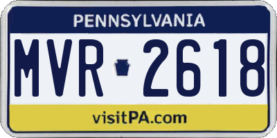 PA license plate MVR2618