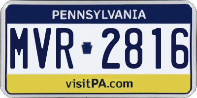 PA license plate MVR2816