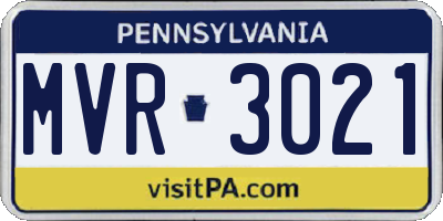 PA license plate MVR3021