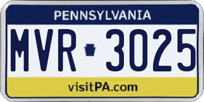 PA license plate MVR3025