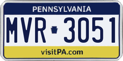 PA license plate MVR3051