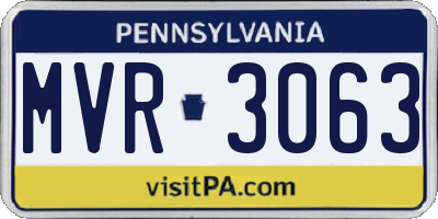 PA license plate MVR3063