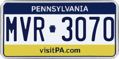 PA license plate MVR3070