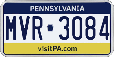 PA license plate MVR3084