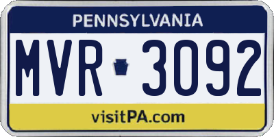PA license plate MVR3092