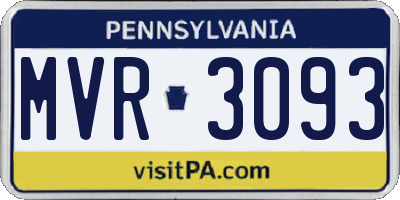 PA license plate MVR3093