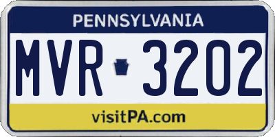 PA license plate MVR3202