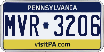 PA license plate MVR3206