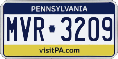 PA license plate MVR3209