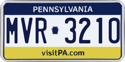 PA license plate MVR3210