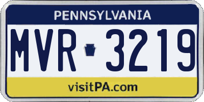 PA license plate MVR3219