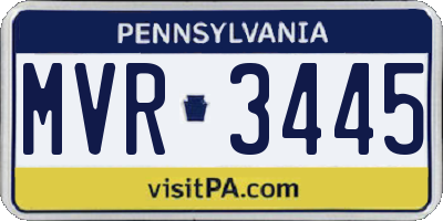 PA license plate MVR3445