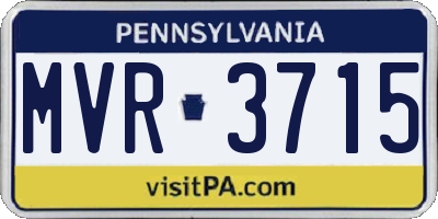 PA license plate MVR3715