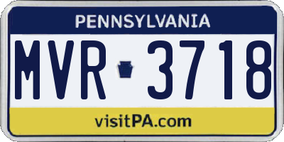 PA license plate MVR3718
