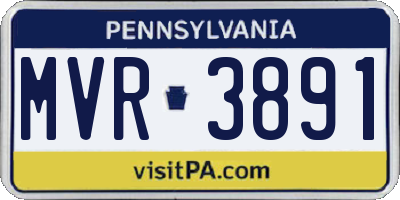 PA license plate MVR3891