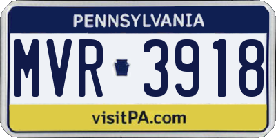 PA license plate MVR3918
