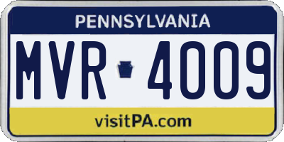 PA license plate MVR4009