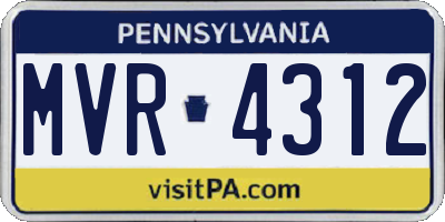 PA license plate MVR4312