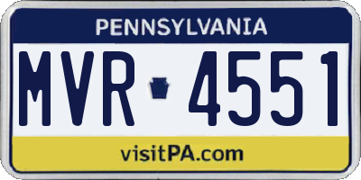 PA license plate MVR4551