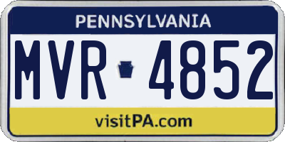 PA license plate MVR4852
