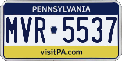PA license plate MVR5537