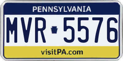 PA license plate MVR5576
