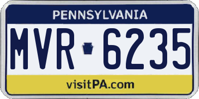 PA license plate MVR6235