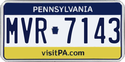 PA license plate MVR7143