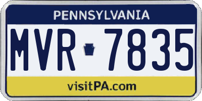 PA license plate MVR7835