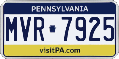 PA license plate MVR7925