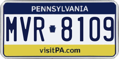 PA license plate MVR8109