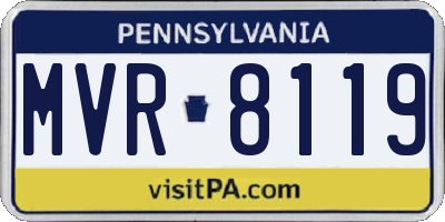 PA license plate MVR8119