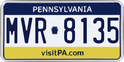 PA license plate MVR8135
