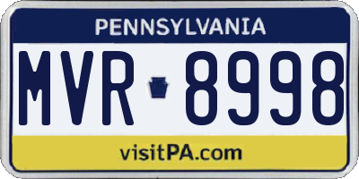 PA license plate MVR8998