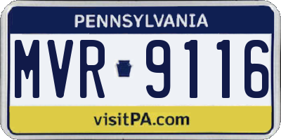 PA license plate MVR9116
