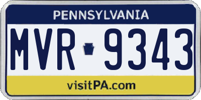 PA license plate MVR9343