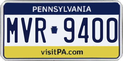 PA license plate MVR9400