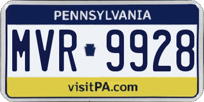 PA license plate MVR9928