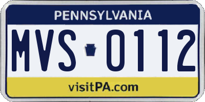 PA license plate MVS0112