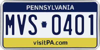 PA license plate MVS0401