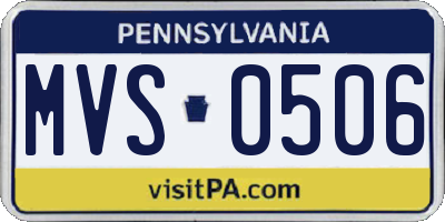 PA license plate MVS0506