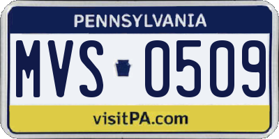 PA license plate MVS0509