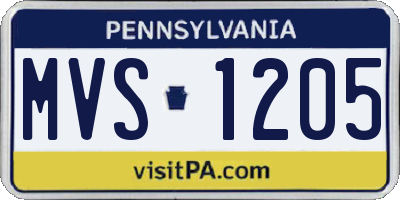 PA license plate MVS1205