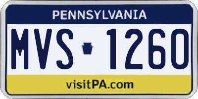 PA license plate MVS1260