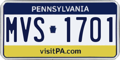 PA license plate MVS1701
