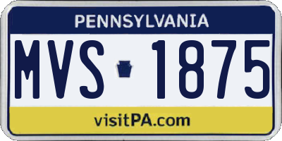 PA license plate MVS1875