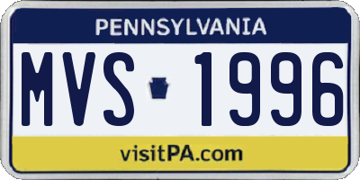 PA license plate MVS1996