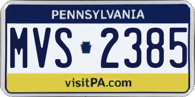 PA license plate MVS2385